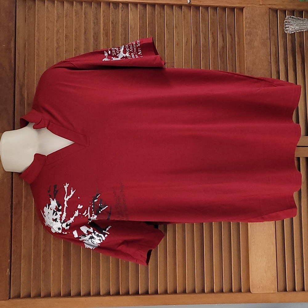Men's Collared VNeck Polo Tshirt Wine Red